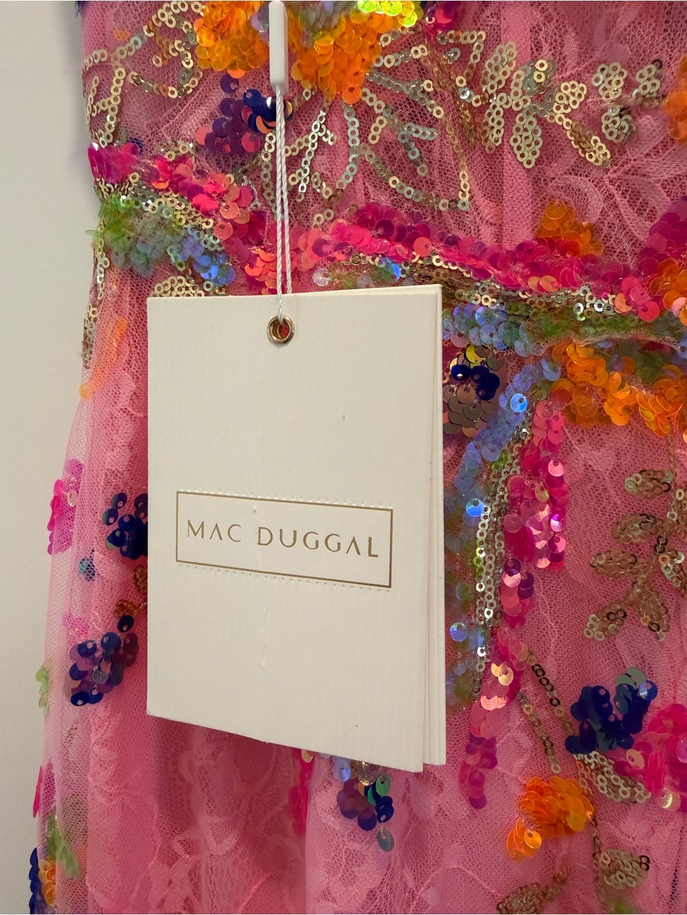 BRAND NEW- Mac Duggal Pink Floral Sequin Evening Gown sz 8 - Picture 11 of 12